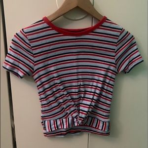 Blue Striped Crop Top